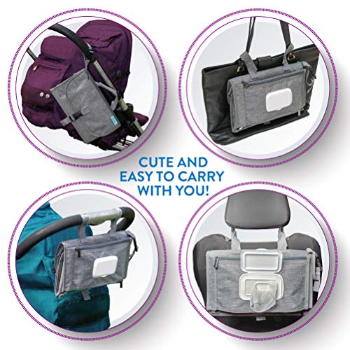Kopi Baby Portable Diaper Changing Pad - Grey, Classic, 7.35 x 11.5 inches, Foldable, Infant Travel Station Kit, Newborn Gift
