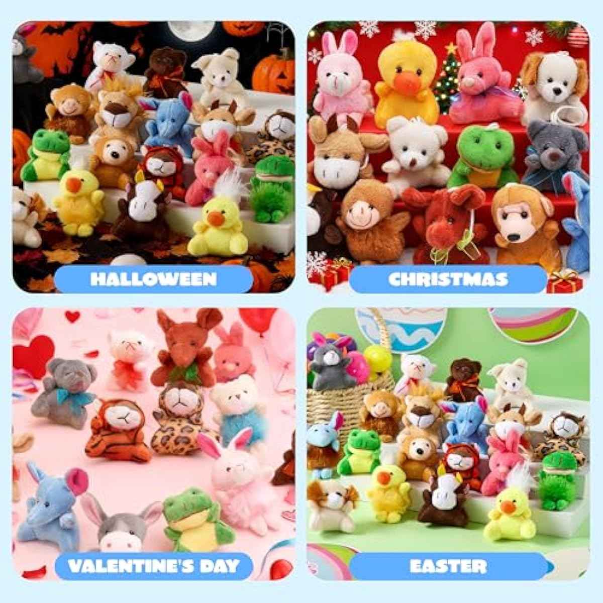 JOYIN 24 Pack Mini Animal Plush Toy Assortment (24 Units 3" Each), Animals Keychain Decoration for Kids, Small Stuffed Animal Bulk for Kids, Carnival Prizes, School Gifts, Valentines Goodie Bags