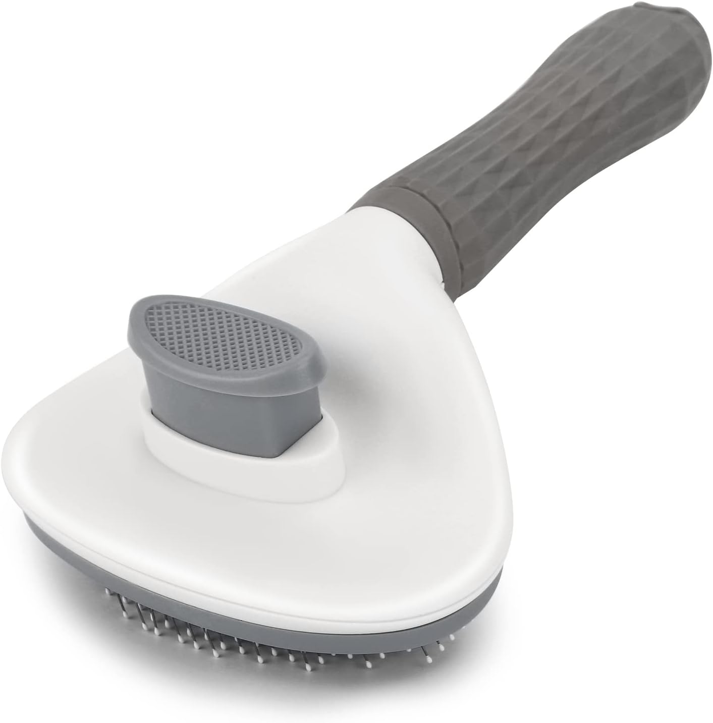 Depets self-cleaning slicker brush for dogs, cats, and bunnies with long or short hair - blue and white