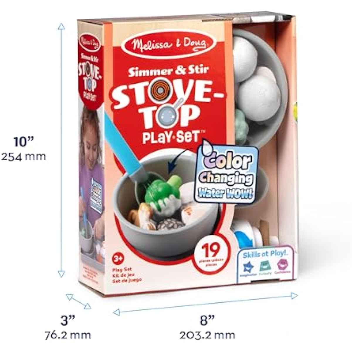 Melissa & Doug Simmer & Stir Stovetop Play Set with Water Wow!® Color Changing Play Food Preschool Toy Ages 3+