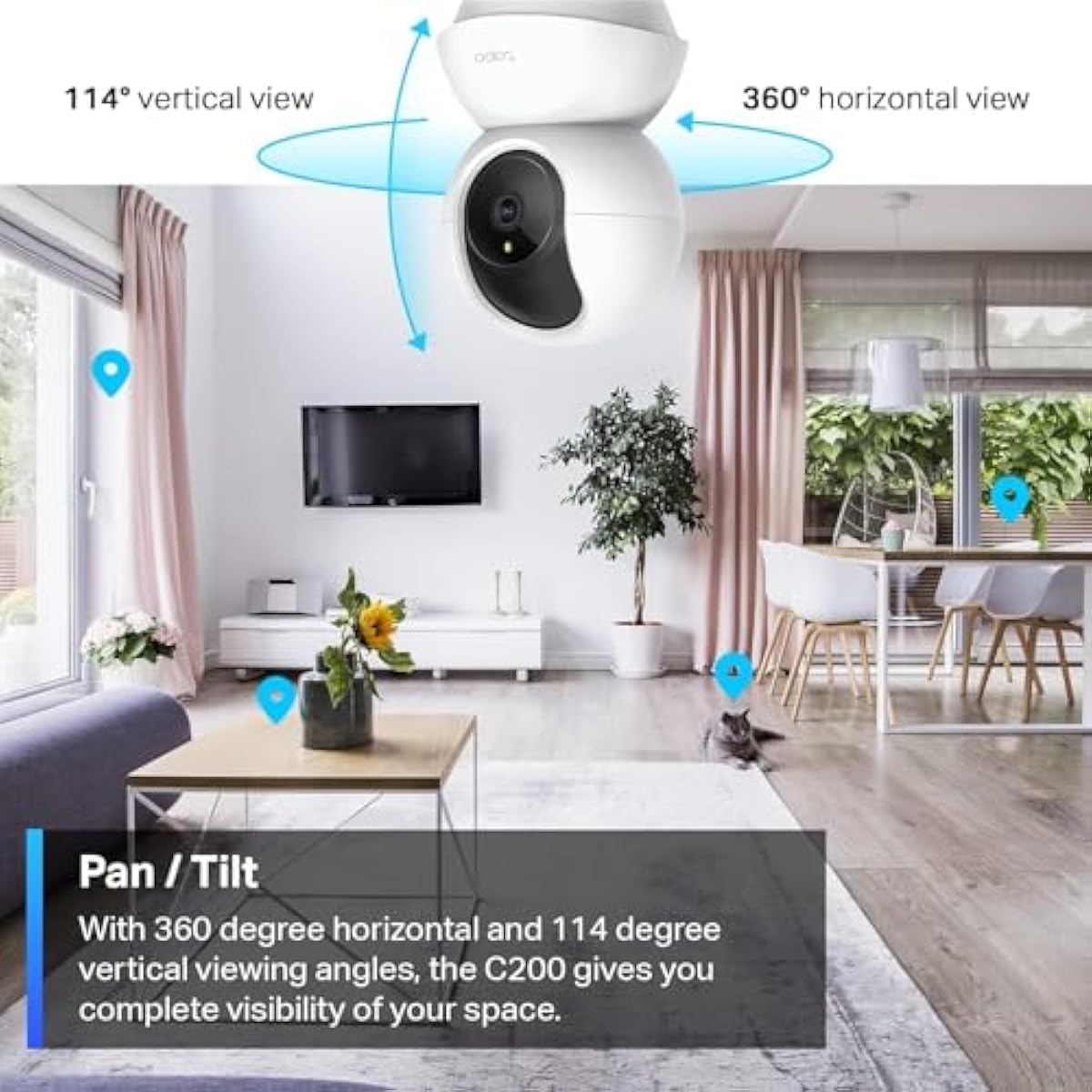 TP-Link Tapo C200 1080P Pan/Tilt Baby Monitor with Motion Detection, 2-Way Audio and Night Vision