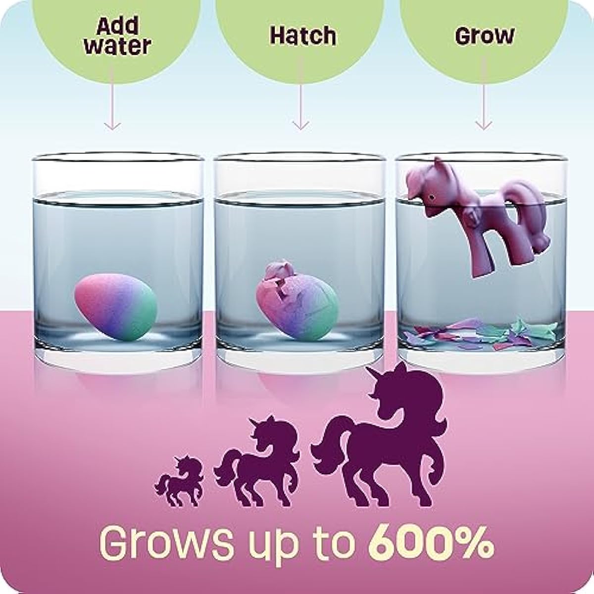 Dan&Darci Unicorn Hatching Surprise Eggs for Kids - Easter Basket Stuffers - 6 Pack Grows 600% - Toys for Girls 3-8 - Easter Crafts - Party Favors for 3+ Year Old Girl - Gifts for Ages 3 4 5 6 7 8