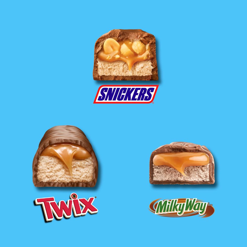Snickers, Twix & Milky Way Minis assorted 150-count bulk candy mix bag, 2.93 pounds