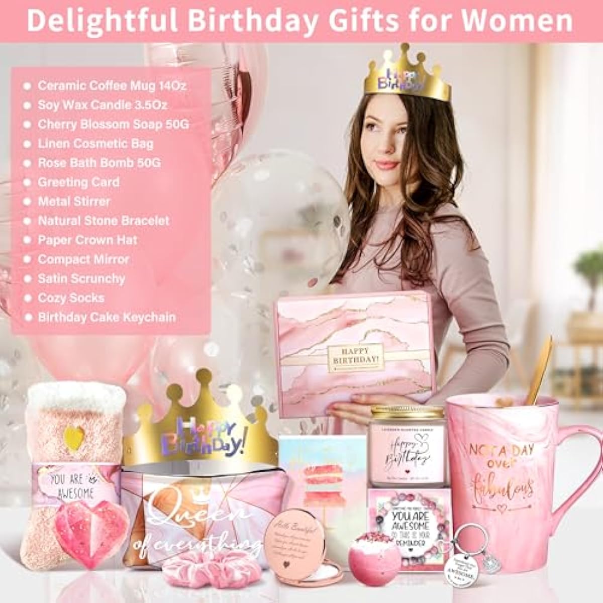 Jumway Not A Day Over Fabulous Ceramic Marble Mug Gifts Set for Women, Birthday Gift Ideas for Her, Friends, Coworkers