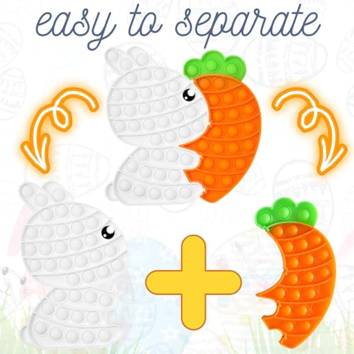 white easter bunny poppers bunny carrot pop bubble fidget sensory toys puzzle popper for kids toddler gift development toy