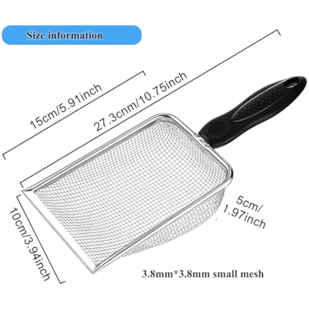 itPlus Stainless Steel Cat Litter Scoop with Mesh Scooper Long Handle Shovel Sifter for Clumping Litter