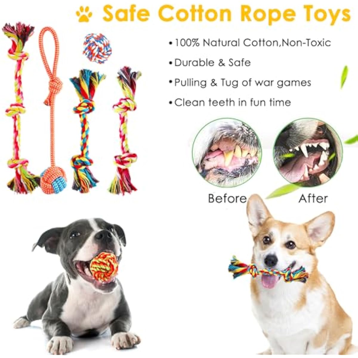 Dog Toys 25 Pack for Fun and Teeth Cleaning, Puppy Chew Toys Pack with Squeak Plush Toy,Squeaky Toy Balls,Tug of War and Rope Toys for Puppy to Small Dogs