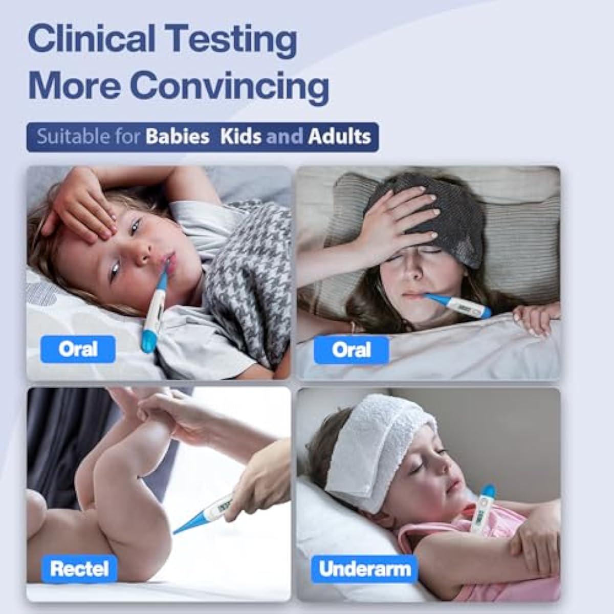 boncare 10 seconds oral thermometer for adults and kids accurate safe rectal thermometer for baby with fever alarm digital thermometer light blue