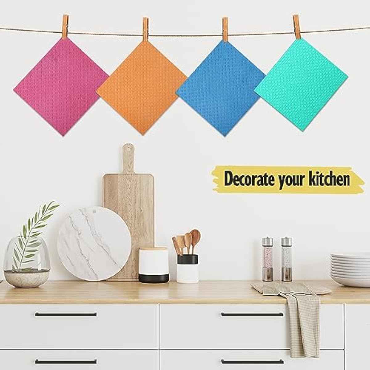 Swedish Dish Cloths - 10 Pack Reusable Kitchen Dishcloths - Ultra Absorbent Dish Towels for Washing Dishes - Cellulose Sponge Cloth Cleaning Rag - Assorted