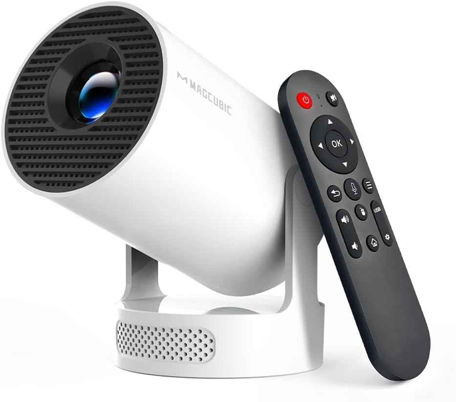 【Electric Focus】Magcubic Mini Projector 4K Support, Portable Projector with WiFi 6 and Bluetooth 5.4, Smart Proyector, 5W Soundbase Speaker, 180°Rotation for Home Theater