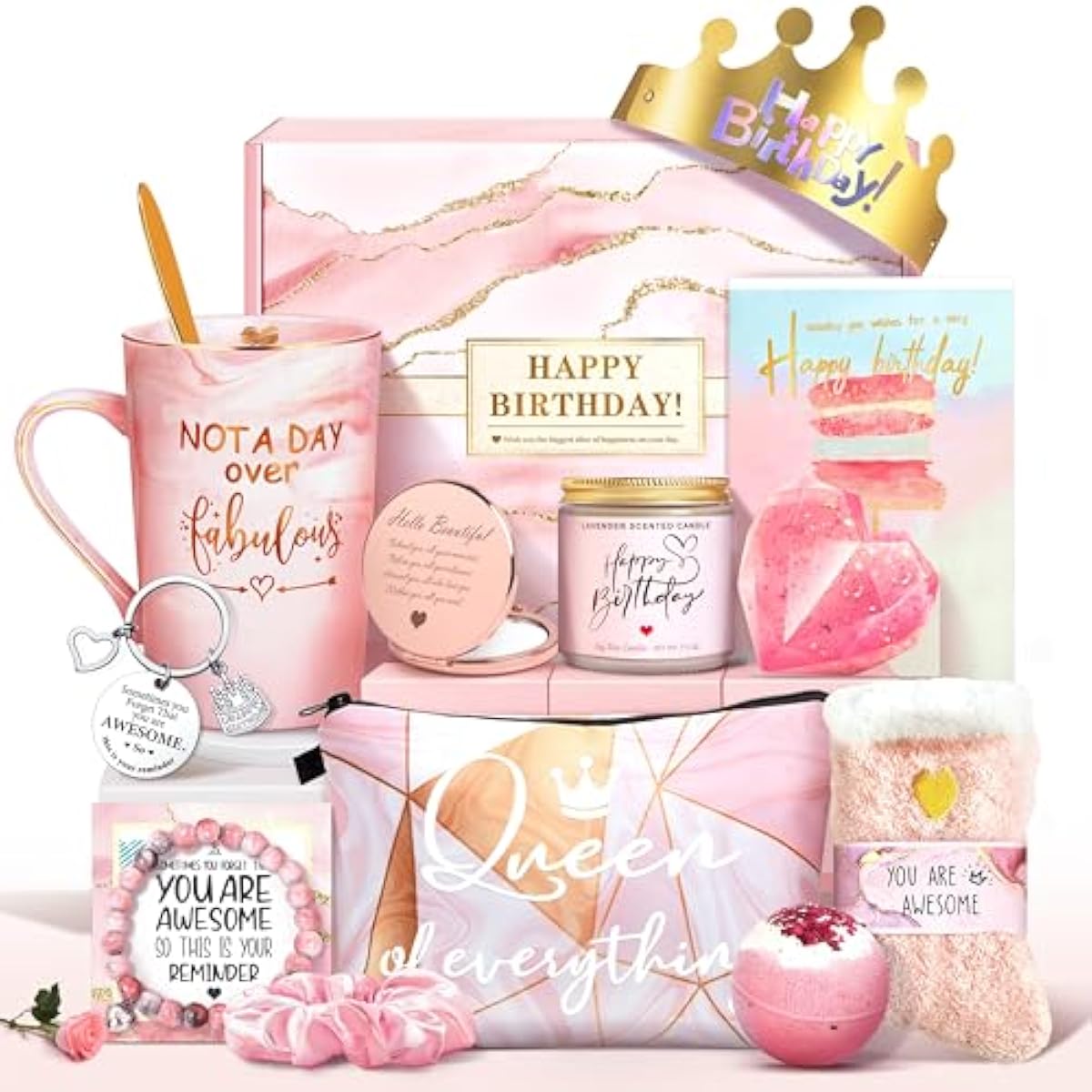Jumway Not A Day Over Fabulous Ceramic Marble Mug Gifts Set for Women, Birthday Gift Ideas for Her, Friends, Coworkers