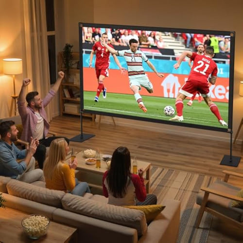 120inch outdoor projector screen with stand 16:9 4k hd portable movie screen for backyard camping theater