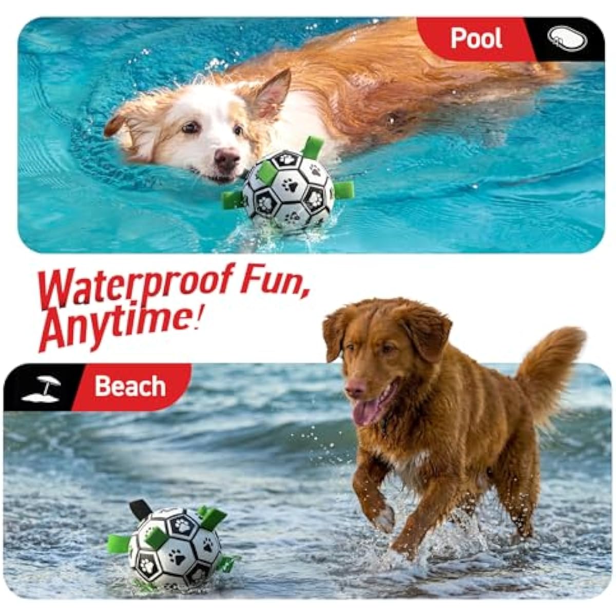 Qdan dog toys 6 inch world cup dog soccer ball with straps for small medium pet outdoor play