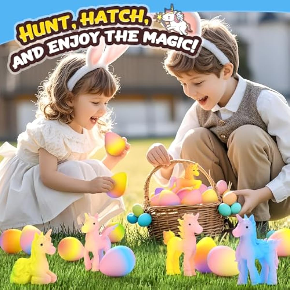 Coodoo Unicorn Hatching Rainbow Eggs for Kids - 6 Pack Unicorn Toys Craft Kits for Boys & Girls, Birthday Easter Basket Stuffers Crafts Gift for Kids 3+ Year Old - Girl Gifts for Ages 3 4 5 6 7 8