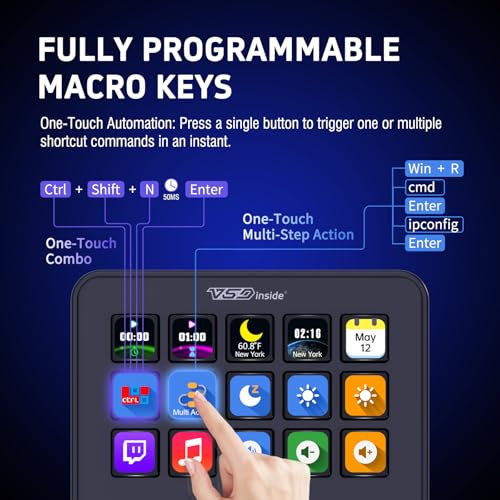 vsninside macro keypad stream controller deck gaming streaming shortcut keyboard