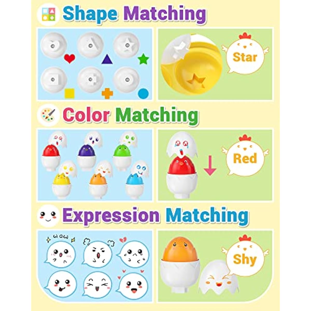Yetonamr Easter Eggs Toys for Babies Boys Girls Kids, Toddler Easter Basket Stuffers Prefilled Easter Eggs with Toys Inside Filled Infant Montessori Toys Gifts for Toddlers Babies Boys