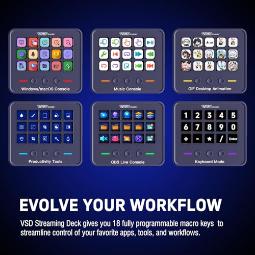 vsninside macro keypad stream controller deck gaming streaming shortcut keyboard