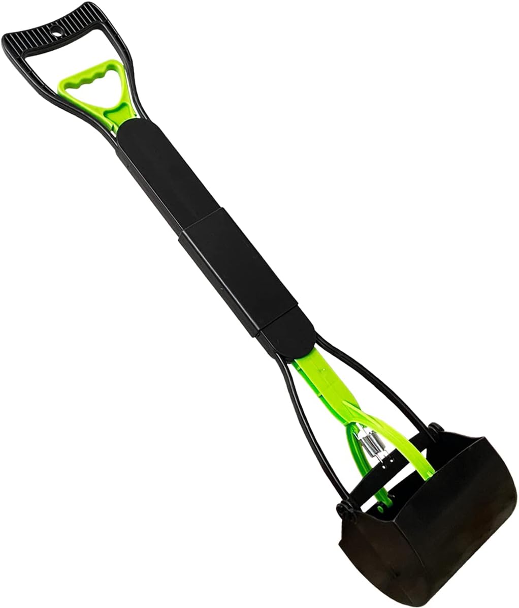 heavy-duty non-breakable large medium small dog pooper scooper with 28" long handled durable stainless steel spring