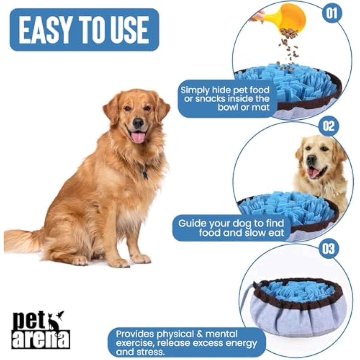 PET ARENA Snuffle Mat for Dogs - Adjustable Puzzle Toy for Large & Small Breeds