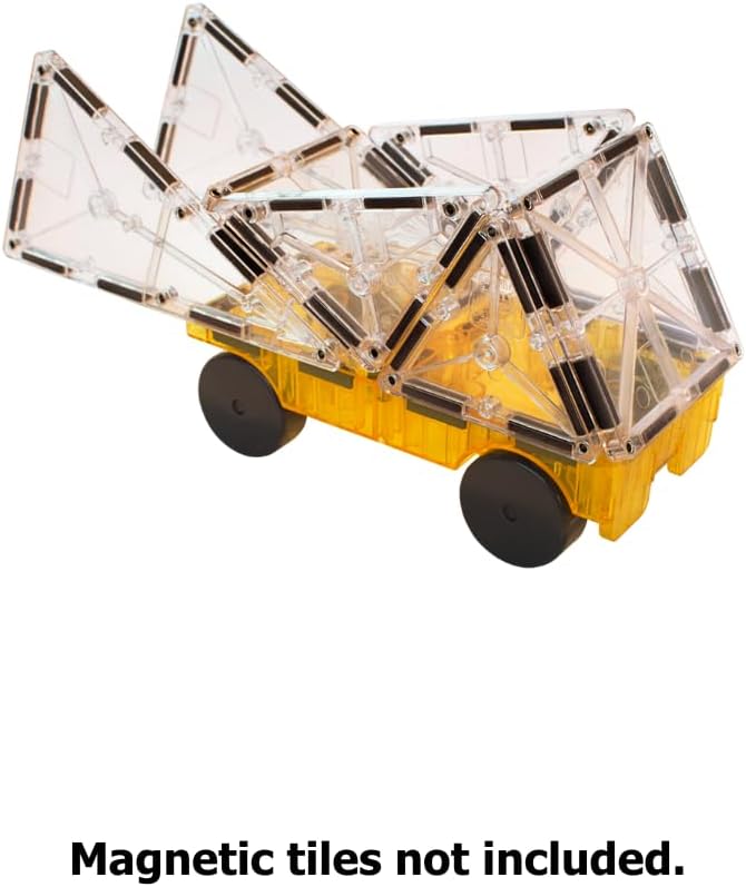 MAGNA-TILES Cars – Green & Yellow 2-Piece Magnetic Construction Set, The Original Magnetic Building Brand