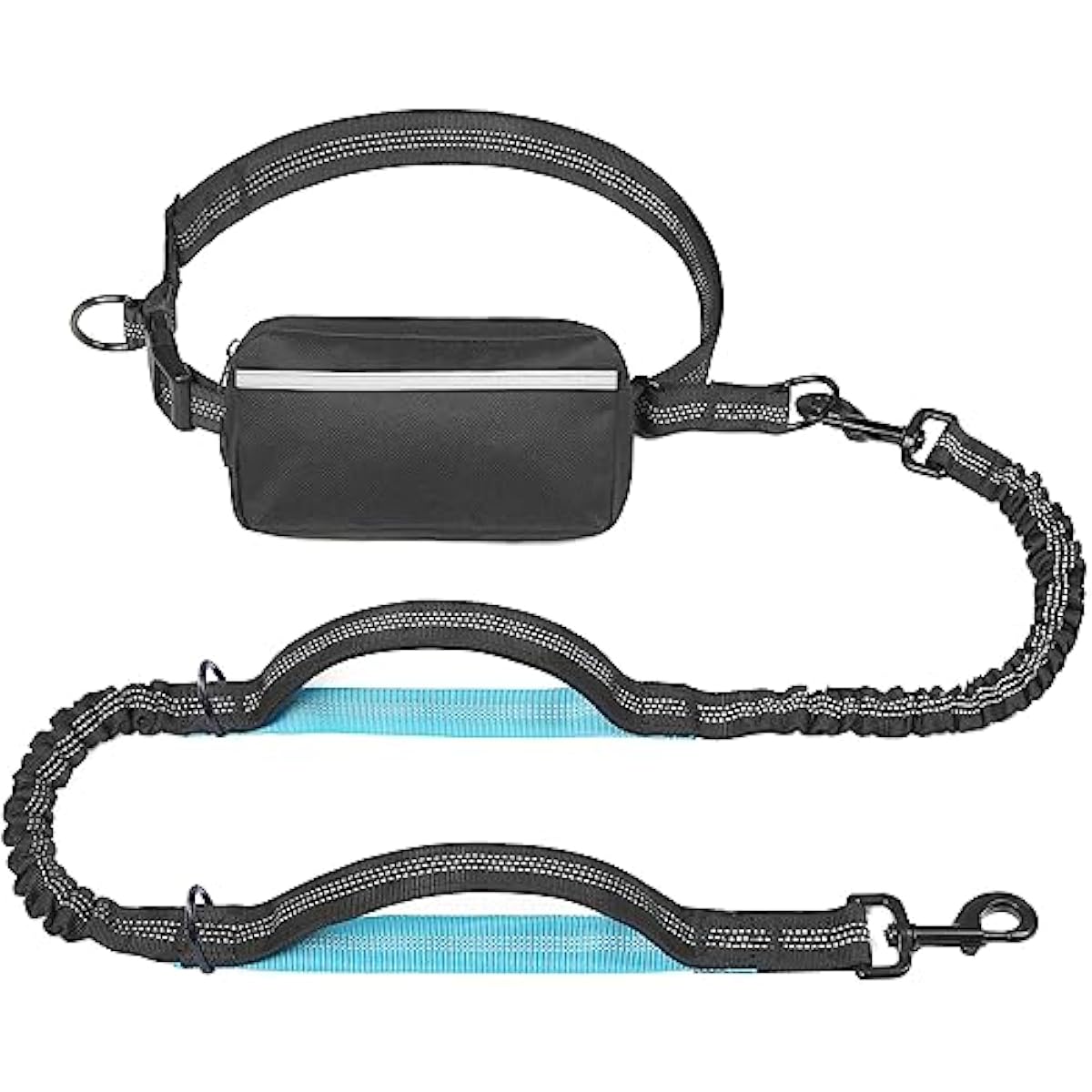 iYoShop hands-free dog leash with zipper pouch and dual padded handles for medium and large dogs (large, 25-120 lbs, black)