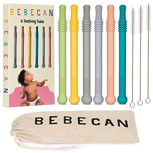 Soft silicone teething aids for 36+ months babies, multi-color 6-pack, infant oral soothing relief for back molars