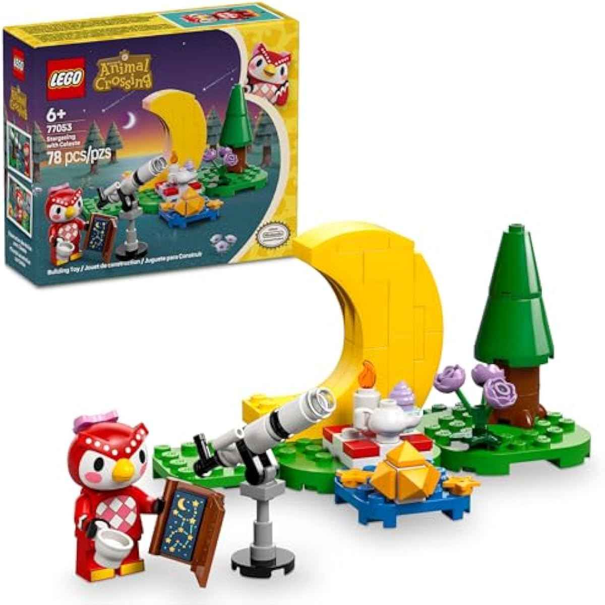 LEGO Animal Crossing Stargazing with Celeste Building Toy - Animal Crossing Toy Figure and Playset for Kids, Girls & Boys, Ages 6+ - Pretend Play Gift Idea for Birthdays - 77053