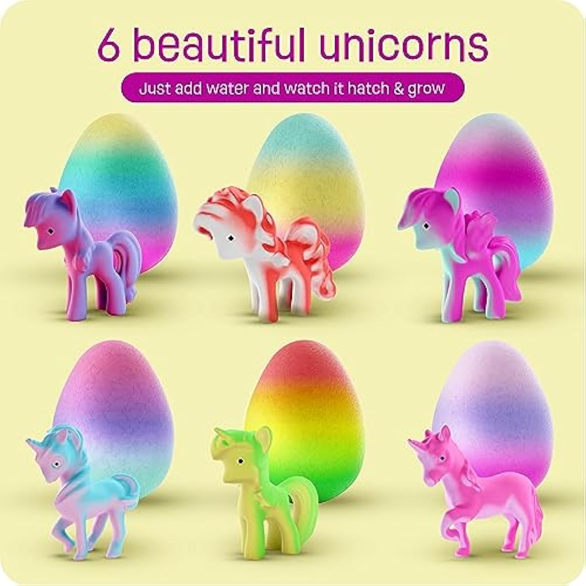 Dan&Darci Unicorn Hatching Surprise Eggs for Kids - Easter Basket Stuffers - 6 Pack Grows 600% - Toys for Girls 3-8 - Easter Crafts - Party Favors for 3+ Year Old Girl - Gifts for Ages 3 4 5 6 7 8