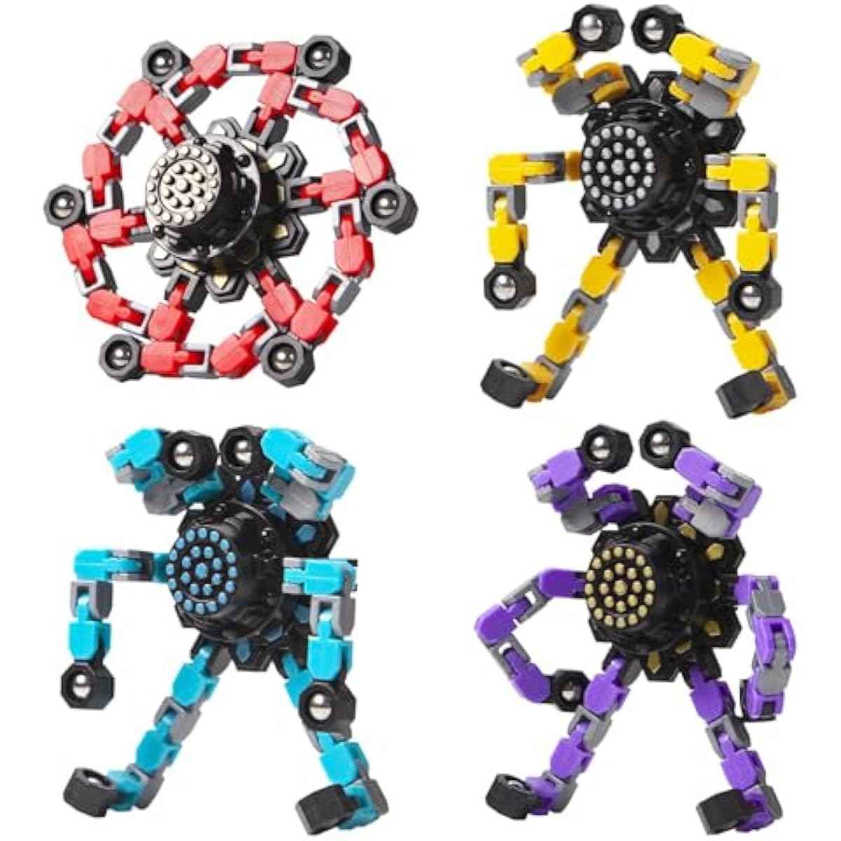 Valentines Day Gifts Transformable Fidget Spinners Toys 4 Pcs for Kids and Adults Stress Relief Sensory Toys for Boys and Girls Age 8-13 Fingertip Gyros Easter Basket Stuffers for Teens