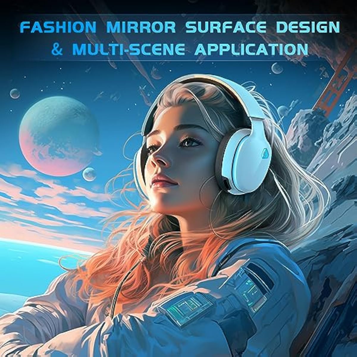 Gtheos 2.4GHz wireless gaming headset for ps5, ps4, nintendo switch and pc with noise canceling mic and 40+hr battery life - white