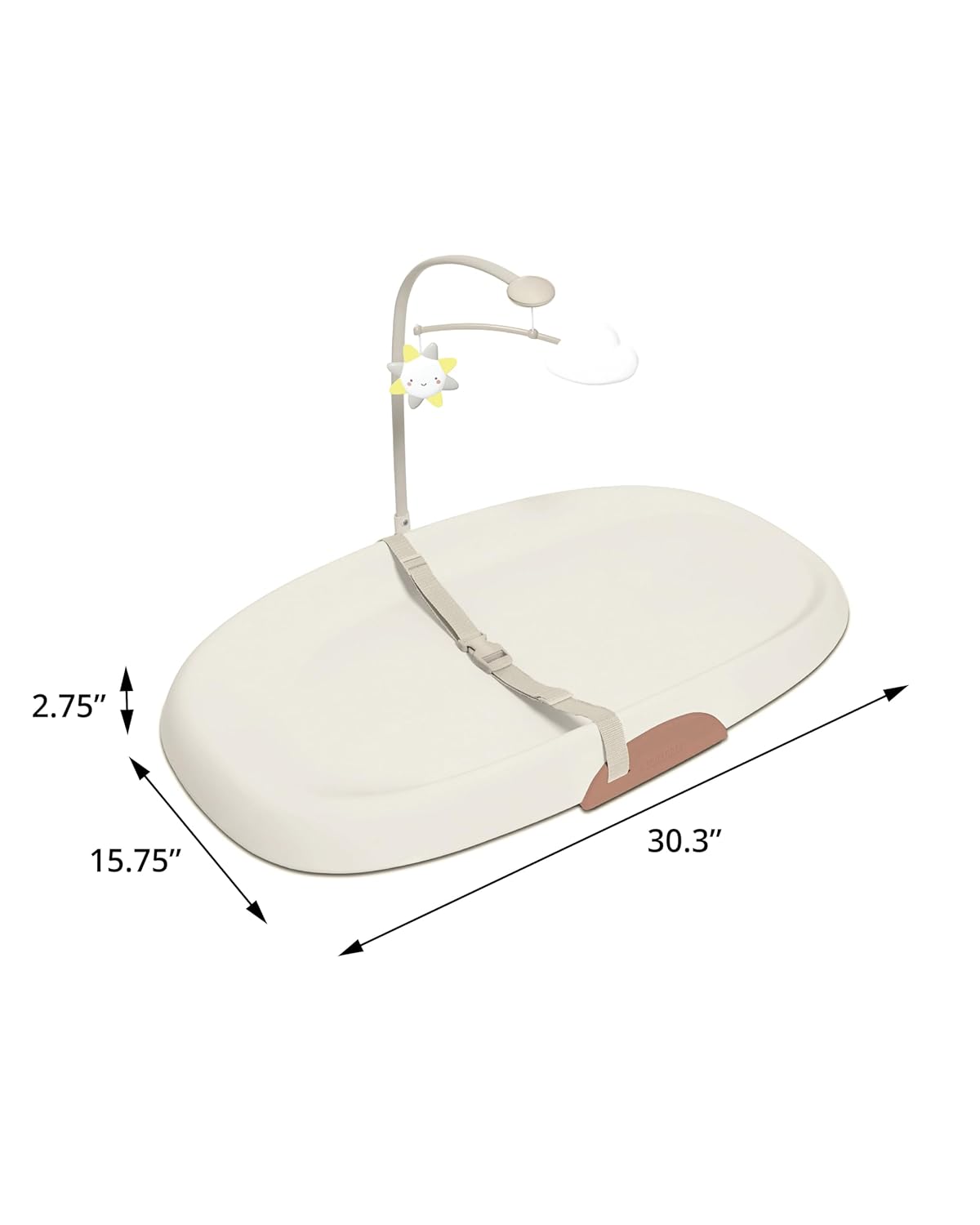 Skip Hop Baby Changing Pad Nursery Style Wipe-Clean Contoured with Cushioned Foam, Non-Skid Base, Built-in Safety Belt & Tuck-Away Toy Bar Fits Standard Changing Tables, Oat