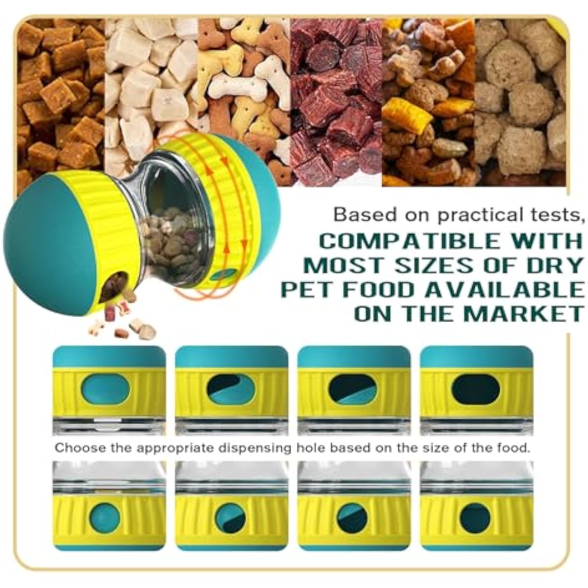 adjustable treat dispensing ball for small medium large dogs to keep them busy, green
