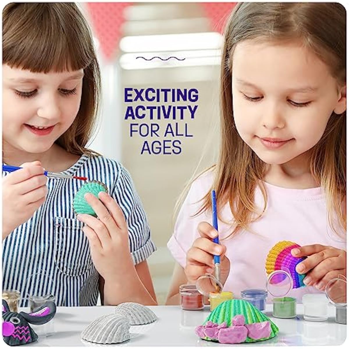 Dan&Darci Kids Sea Shell Painting Kit - Arts & Crafts Easter Gifts for Boys and Girls - Craft Activities Kits - Creative Art Activity Gift Toys for Age 6, 7, 8, 9, 10, 11 & 12 Year Old 8-12