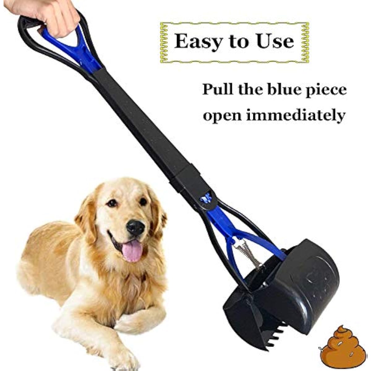 heavy-duty non-breakable large medium small dog pooper scooper with 28" long handled durable stainless steel spring