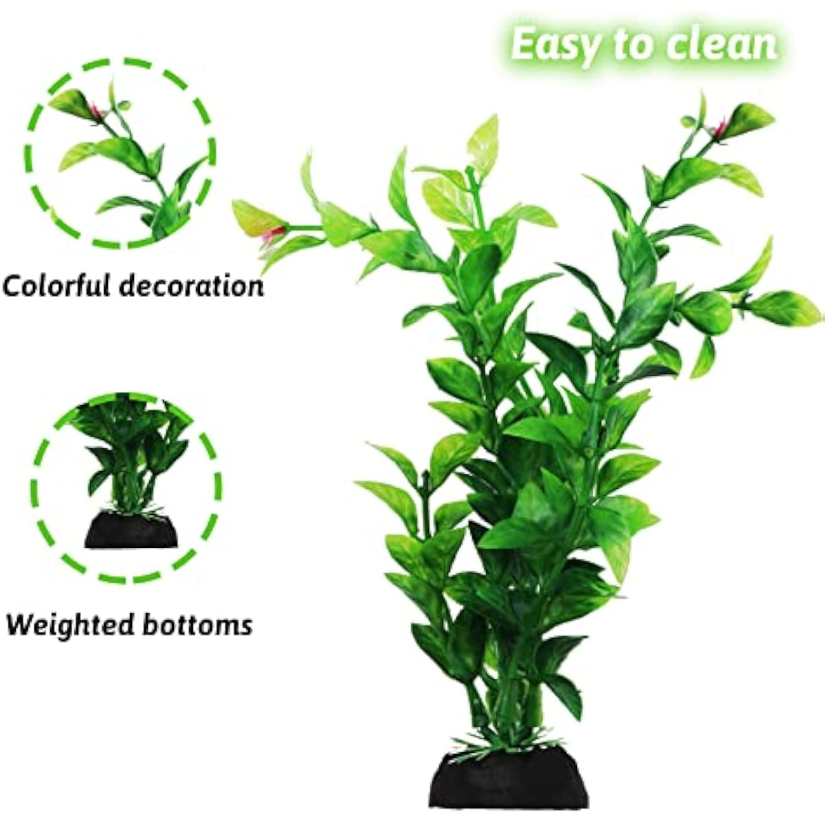 PietyPet Fish Tank Accessories Green Plants, 10pcs Green Fish Tank Decorations, Aquarium Decor Plastic Plants