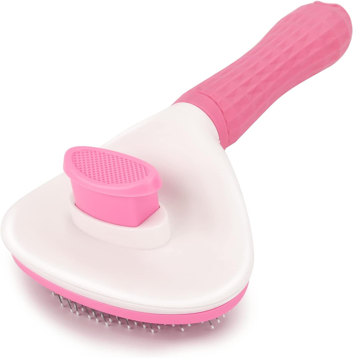 Depets self-cleaning slicker brush for dogs, cats, and bunnies with long or short hair - blue and white