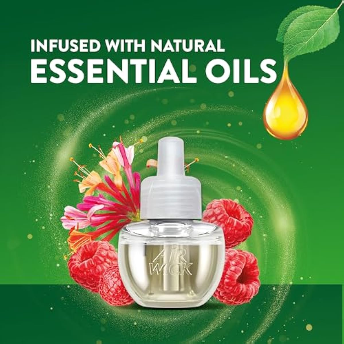 Air Wick plug in scented oil refill, honeysuckle & raspberry, 4 count, essential oils