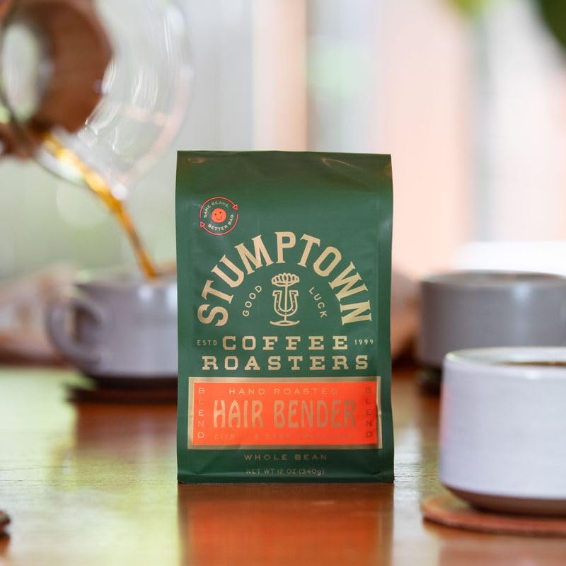 Stumptown Coffee Roasters medium roast whole bean coffee, 100% Arabica, 12 oz, Hair Bender flavor notes citrus dark chocolate