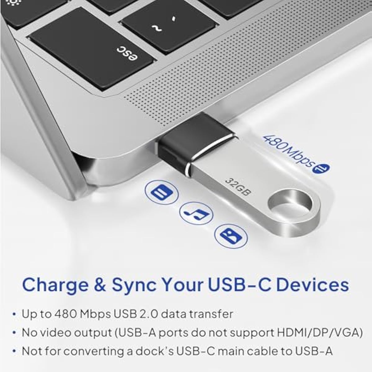 USB to USB-C Adapter for iPhone and Samsung, 4-Pack, Aluminum Alloy, Compact Design