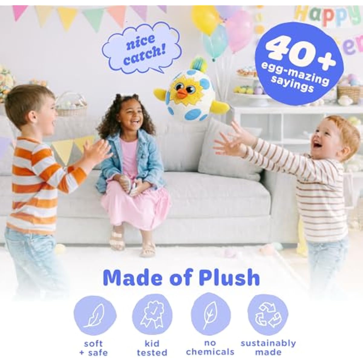 Move2Play Easter Egg Toss Kids Game for ages 3-8, indoor/outdoor hilarious fun toy for toddlers, boys and girls