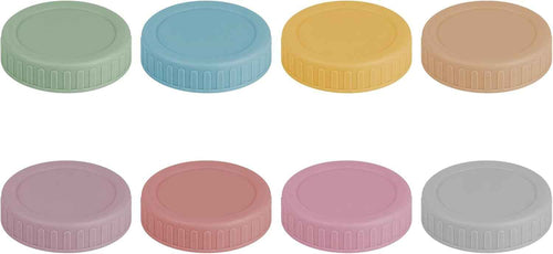 Vaincre 8PCS Mason Jar Lids - Colored Plastic Mason Lids Regular Mouth, Leak Proof Canning Covers with Silicone Rings for Ball, Kerr and More, Reusable Can Tops Caps Covers for Jars