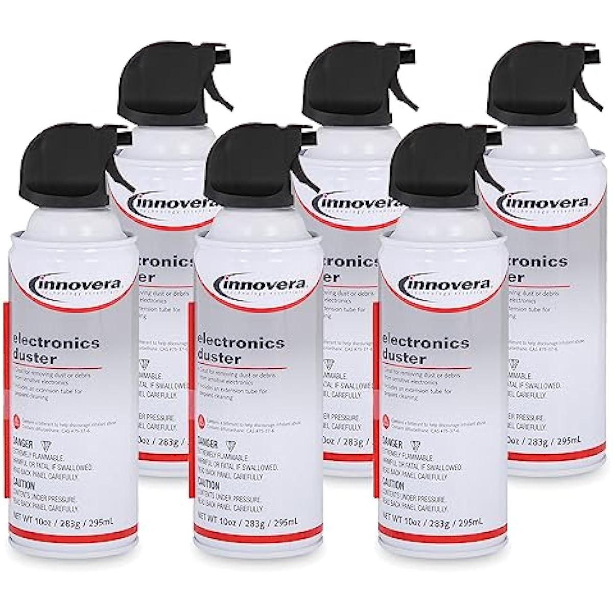 Innovera Compressed Air Duster Cleaner, 10 oz Can, 6/Pack