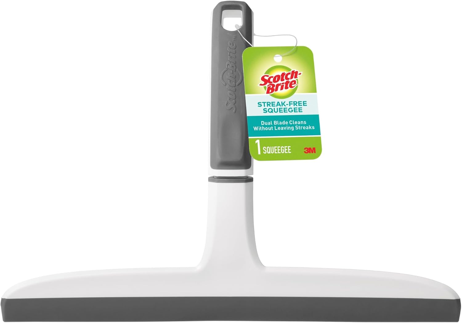scotch-brite 10 inch dual blade streak-free squeegee all-purpose safe on mirrors glass shower doors windows sinks
