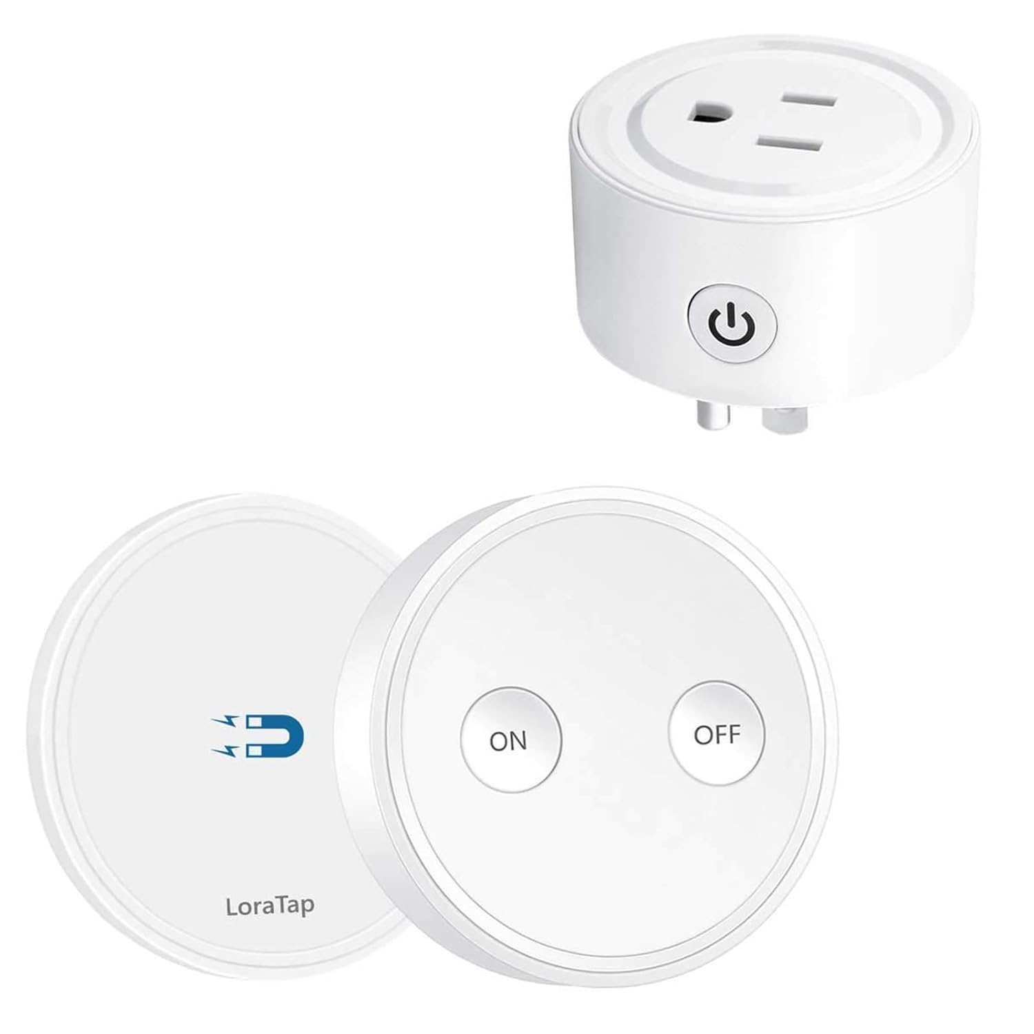 LoraTap Mini 656ft Range Wireless Outlet Plug, No Hub Required, 10A/1100W, White