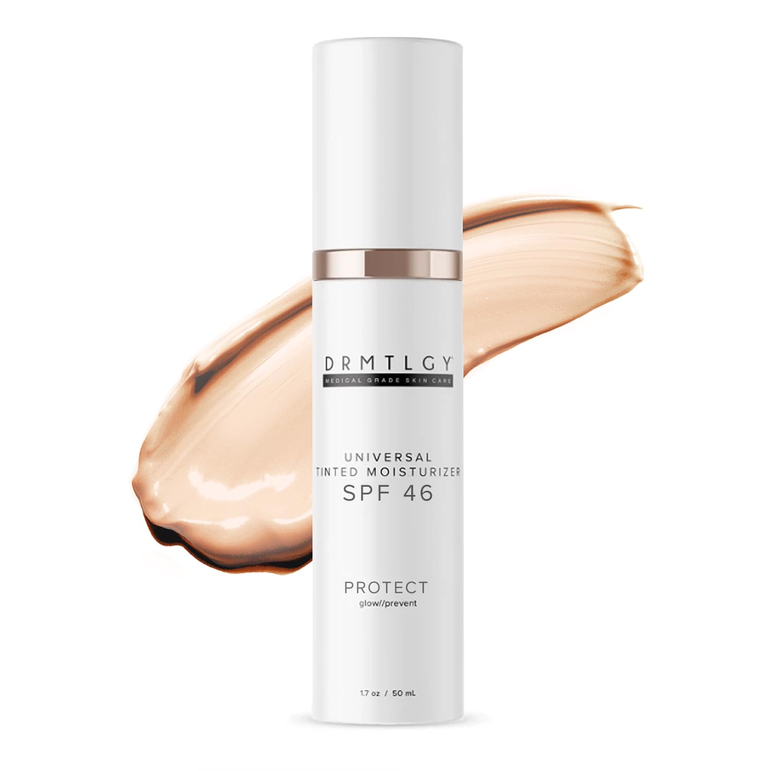 DRMTLGY Anti-Aging Tinted Moisturizer SPF 46, Sheer Face Sunscreen & Lightweight Makeup for Hydrating Skin Care, 1.7 oz