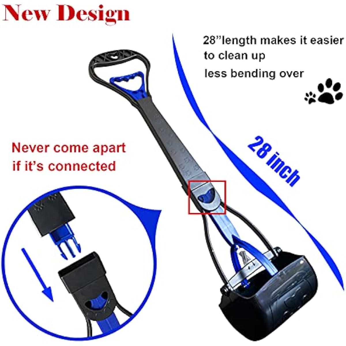 heavy-duty non-breakable large medium small dog pooper scooper with 28" long handled durable stainless steel spring