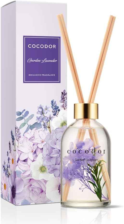 COCODOR Reed Diffuser Set with Preserved Baby's Breath with Sticks/April Breeze / 6.7oz / Scent Fragrance Oil Diffuser for Bedroom Bathroom Home Décor