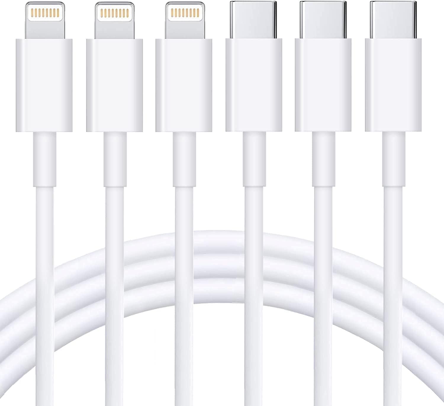 RCTech 3Pack 6FT Lightning cable MFi certified iPhone fast charger