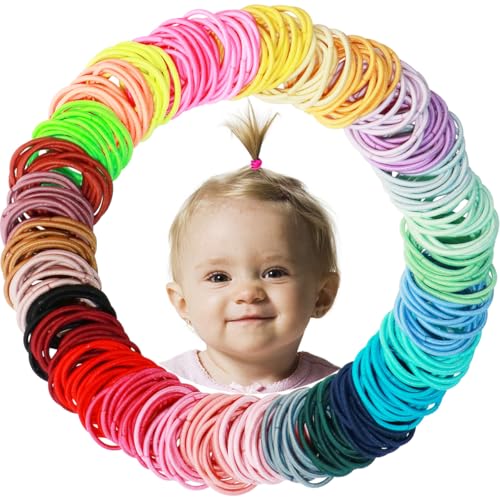 200pcs small hair ties for baby girls infants toddlers kids, elastic hair ponytail holder accessories