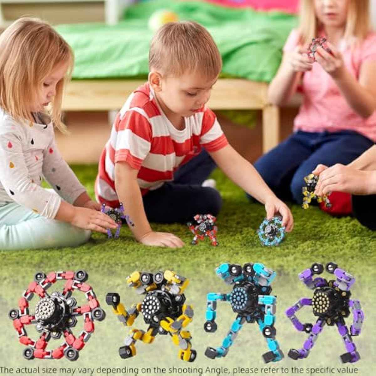 Valentines Day Gifts Transformable Fidget Spinners Toys 4 Pcs for Kids and Adults Stress Relief Sensory Toys for Boys and Girls Age 8-13 Fingertip Gyros Easter Basket Stuffers for Teens